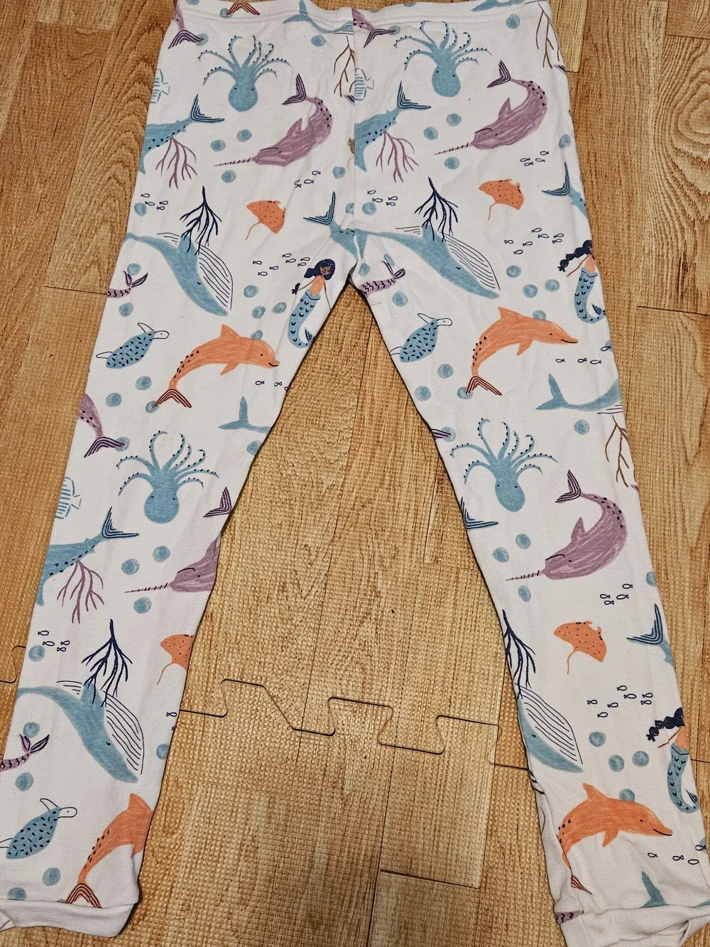 Carter's White Leggings with Blue & Orange Sea Life Print